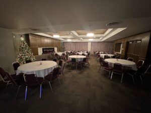 The Kingsway Room at the Polish Hall in Edmonton, set up for a small Christmas Party.